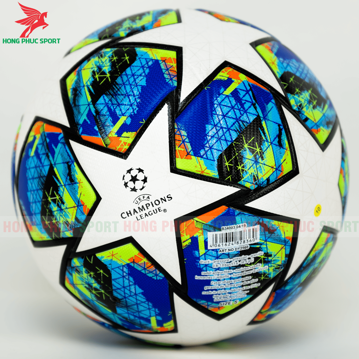Quả bóng đá Champions League 2020 mẫu 8 trắng xanh