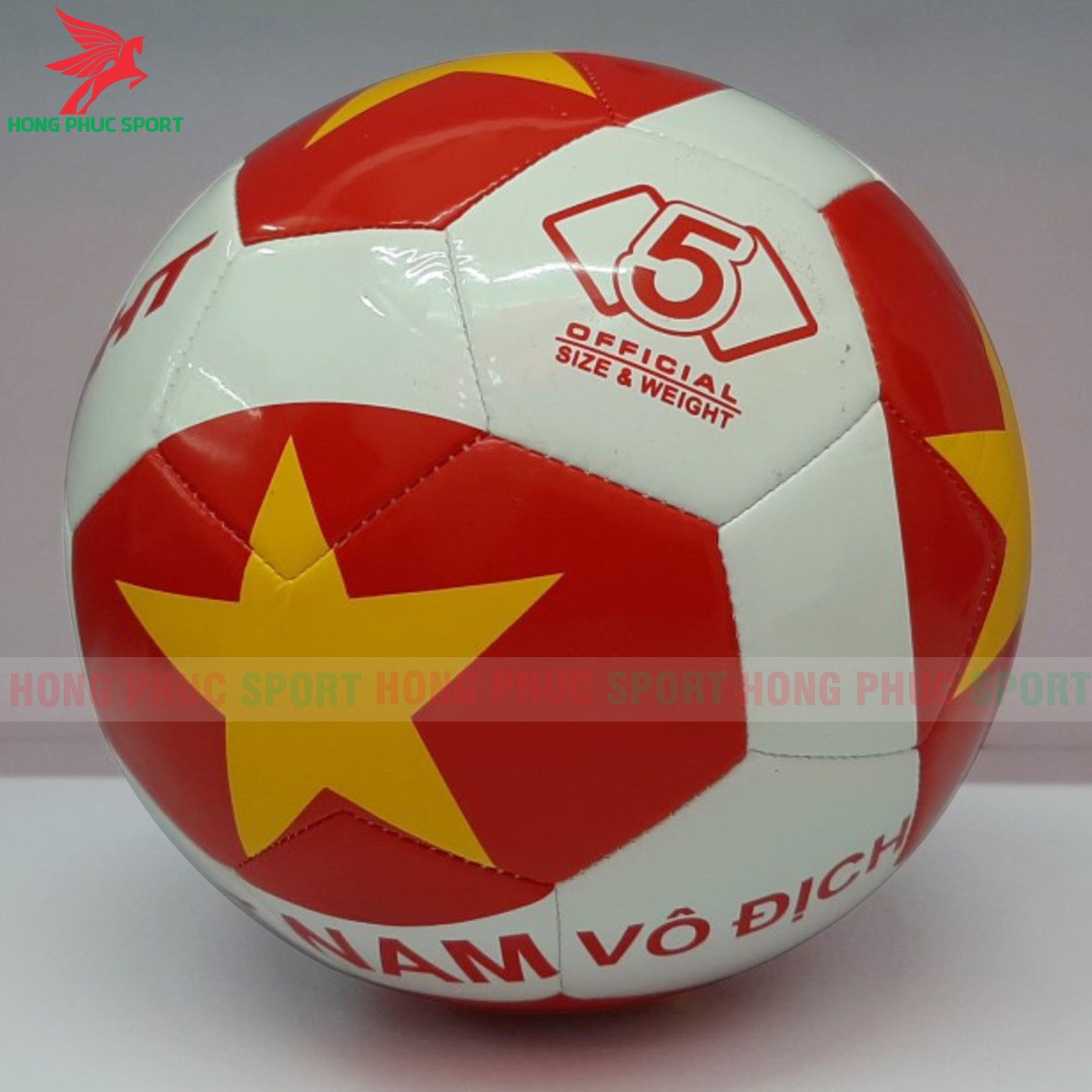 QUẢ BÓNG ĐÁ CỜ VIỆT NAM VÔ ĐỊCH BHT SIZE 5 - DA PVC