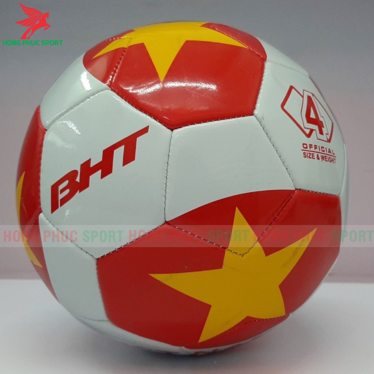 QUẢ BÓNG ĐÁ CỜ VIỆT NAM VÔ ĐỊCH BHT SIZE 4 - DA PVC