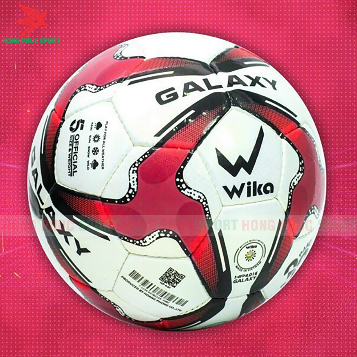 QUẢ BÓNG ĐÁ WIKA GALAXY ĐỎ SIZE 5 - DA PU & PVC CAO CẤP