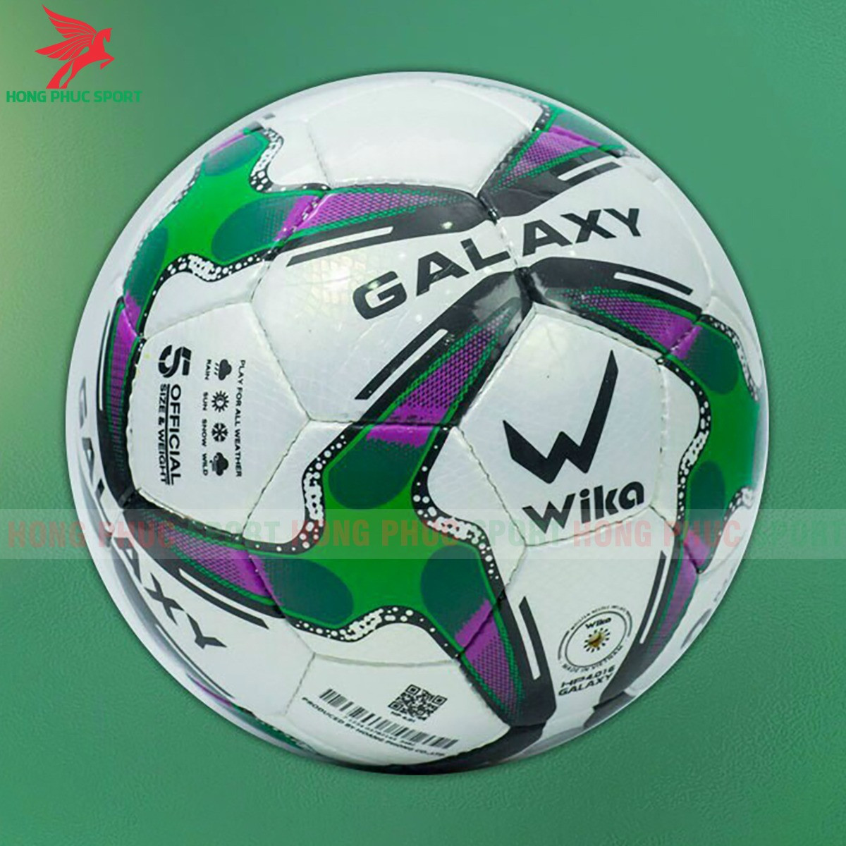QUẢ BÓNG ĐÁ WIKA GALAXY XANH LÁ SIZE 5 - DA PU & PVC CAO CẤP