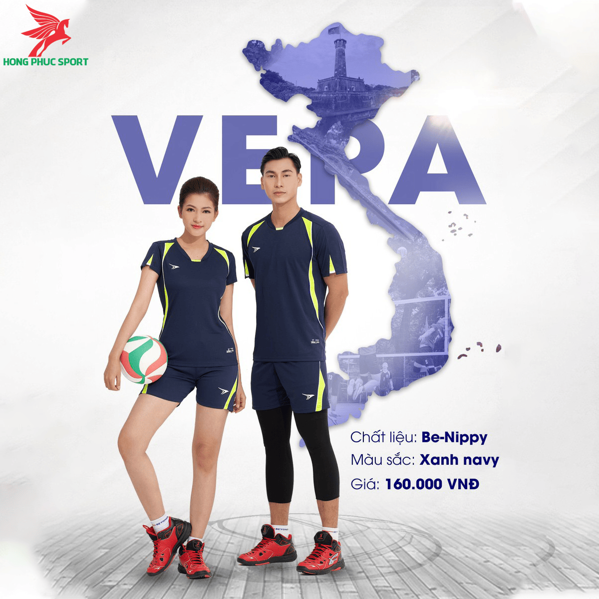 Quần áo bóng chuyền BEYONO Vera màu Xanh Navy