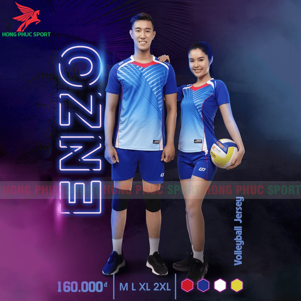 BỘ QUẦN ÁO THI ĐẤU BÓNG CHUYỀN CP ENZO 2021 MÀU XANH DƯƠNG - VẢI MÈ CAO CẤP