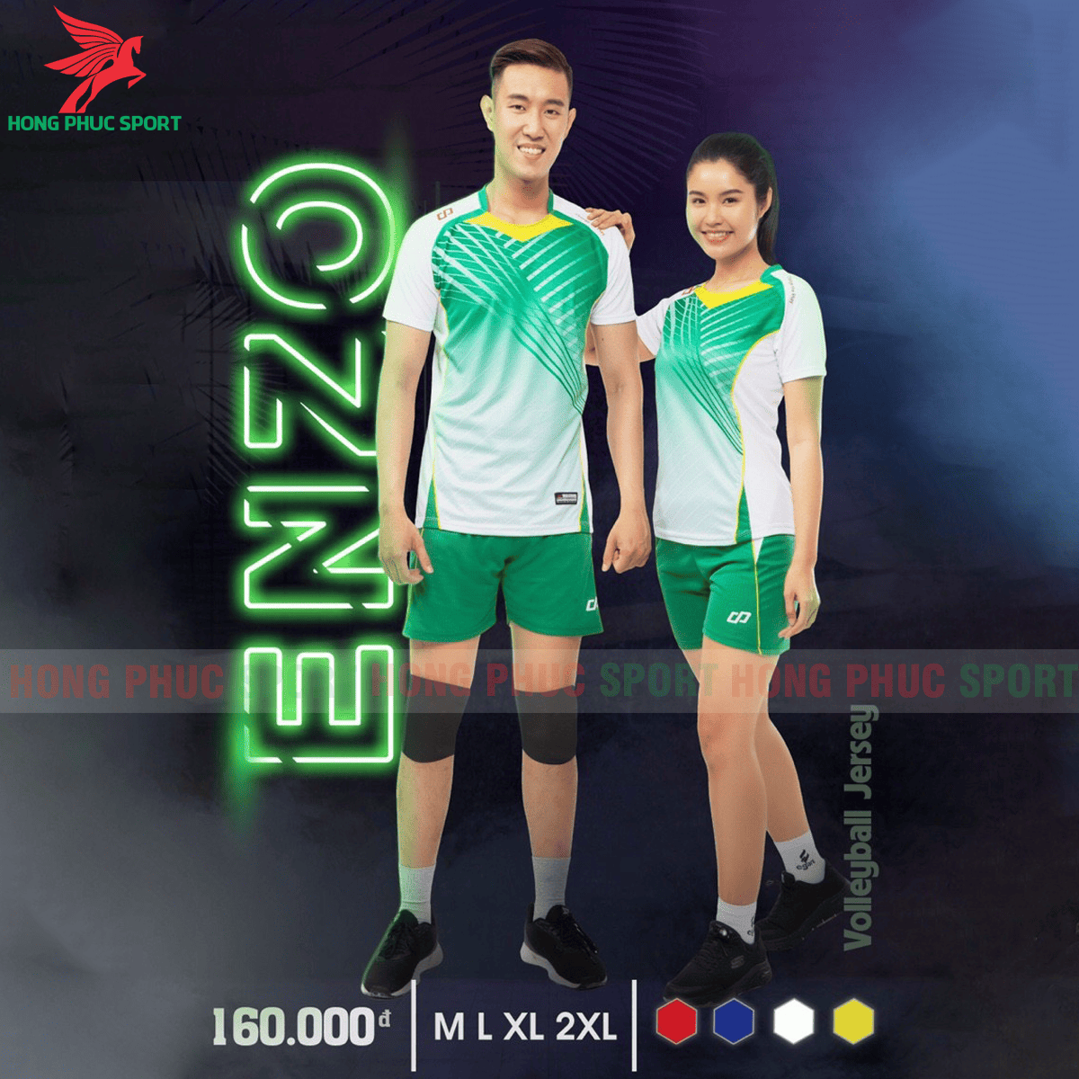 BỘ QUẦN ÁO THI ĐẤU BÓNG CHUYỀN CP ENZO 2021 MÀU XANH LÁ - VẢI MÈ CAO CẤP