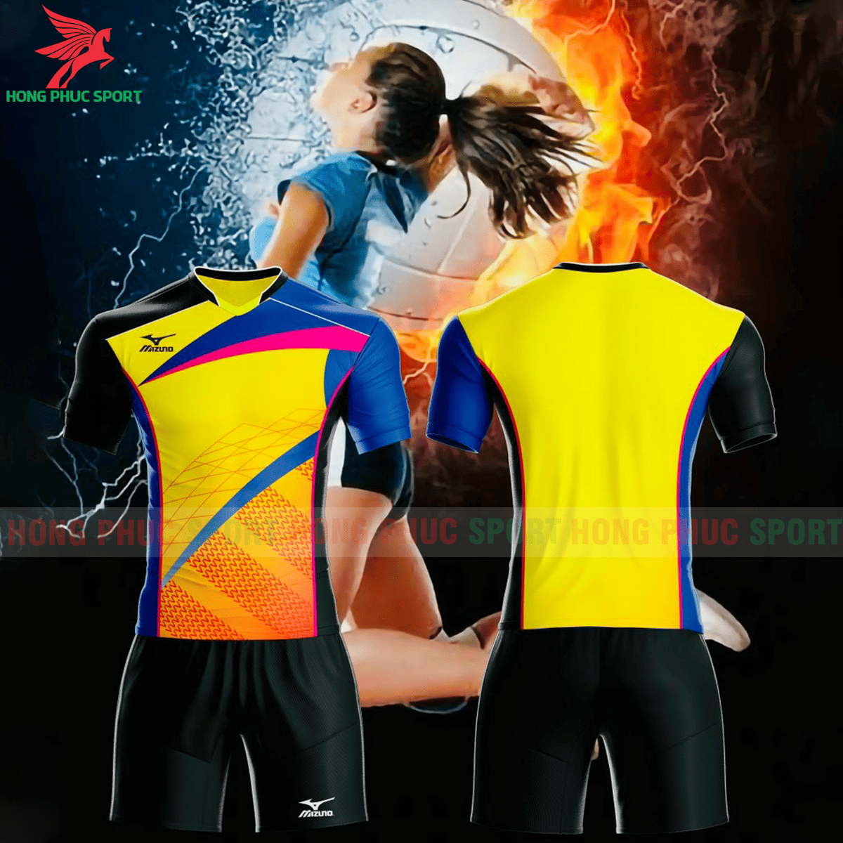 Quần áo bóng chuyền Mizuno 2021 màu vàng