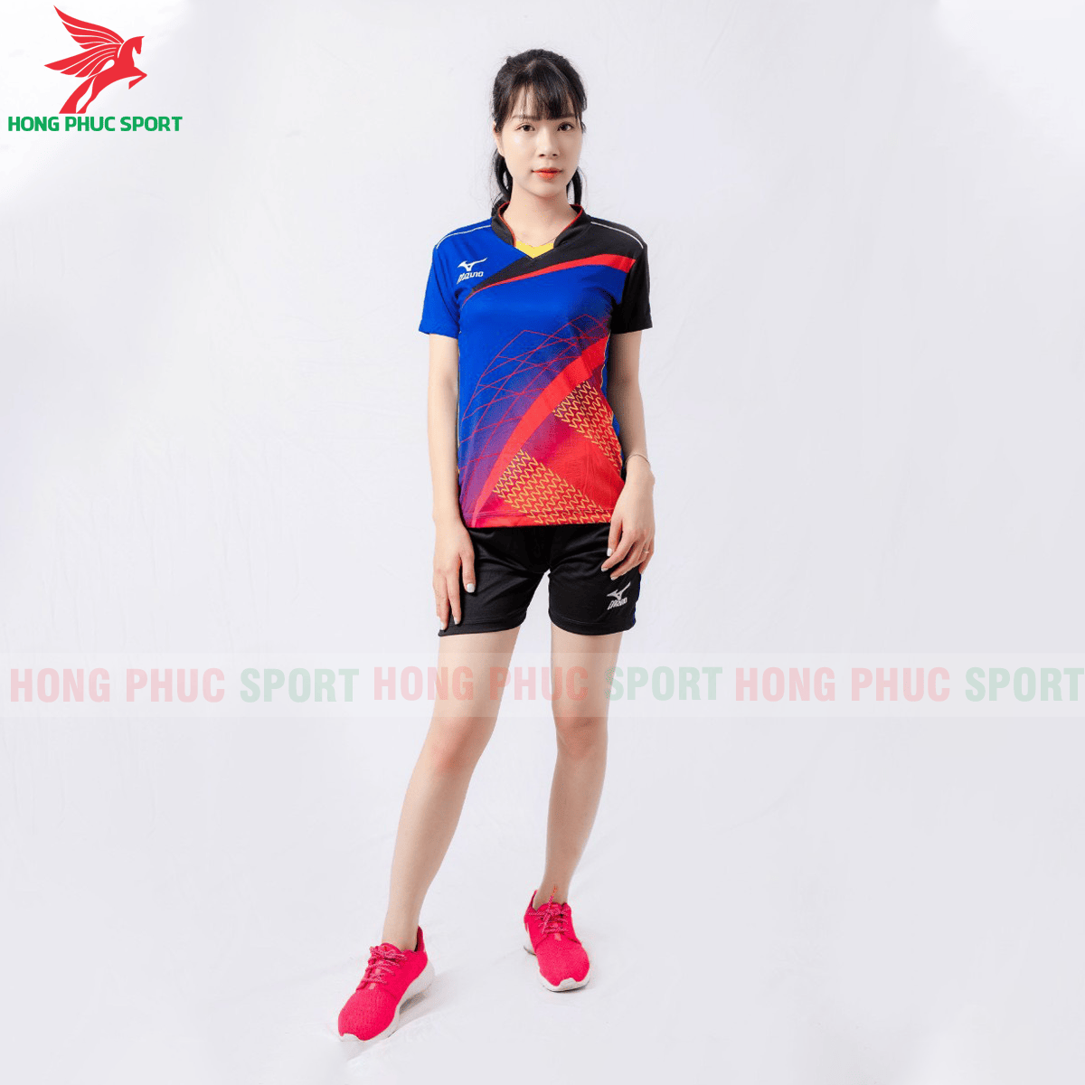 BỘ QUẦN ÁO THI ĐẤU BÓNG CHUYỀN MIZUNO 2021 MÀU XANH - VẢI MÈ CAO CẤP