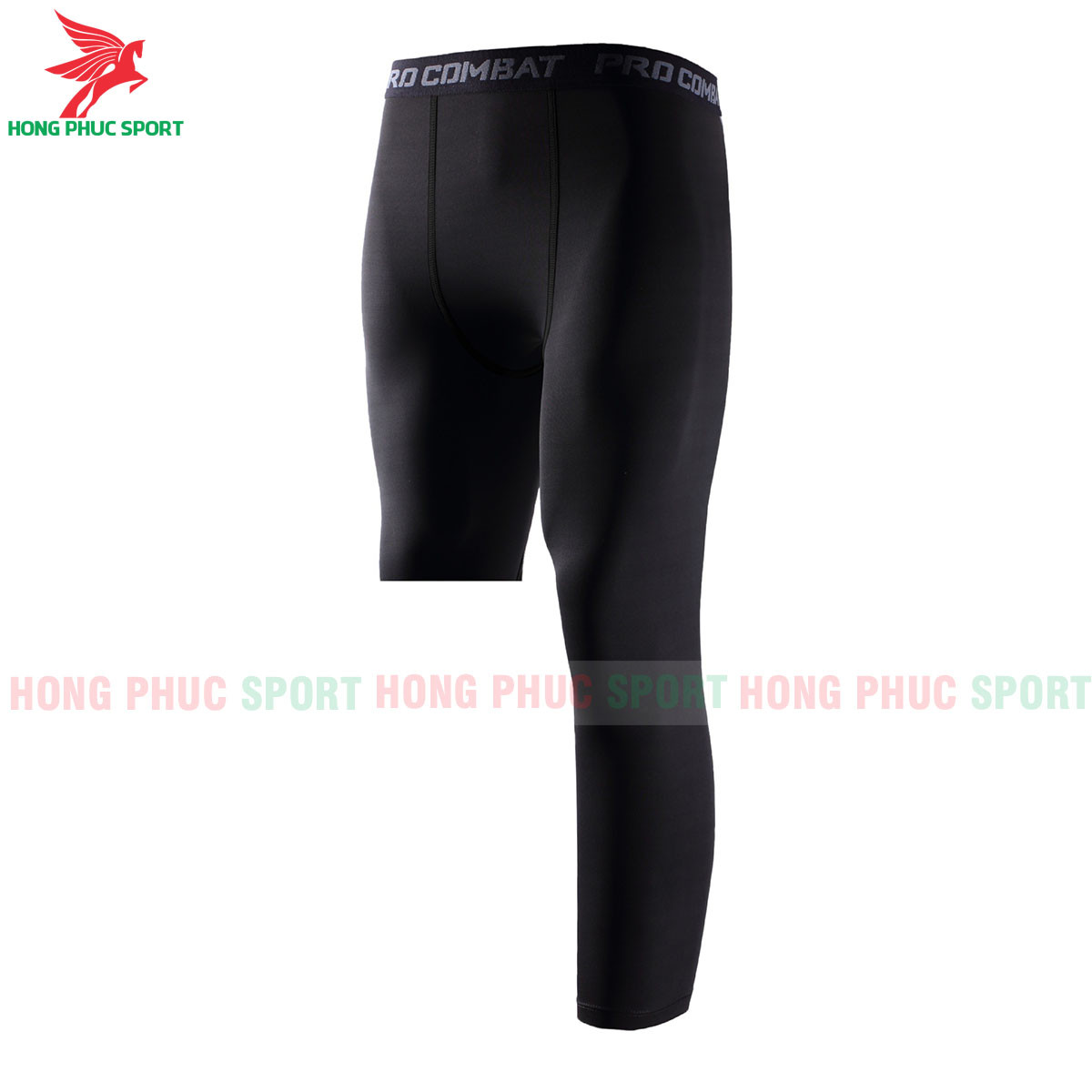 Quần Giữ Nhiệt Nam Legging Combat Dáng Lửng Trái Ngắn Phải Đen