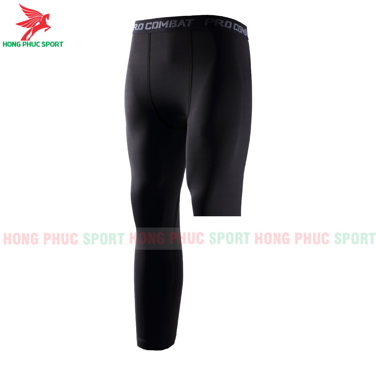 Quần Giữ Nhiệt Nam Legging Combat Dáng Lửng Phải Ngắn Trái Đen