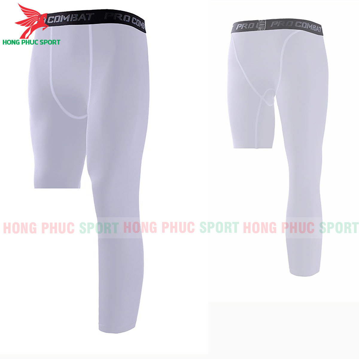Quần Giữ Nhiệt Nam Legging Combat Dáng Lửng Trái Ngắn Phải Trắng