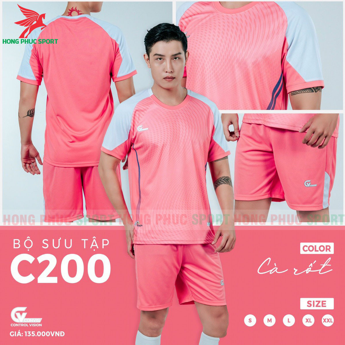 BỘ QUẦN ÁO BÓNG ĐÁ KHÔNG LOGO RIKI C200 CÀ RỐT - THUN LẠNH CAO CẤP
