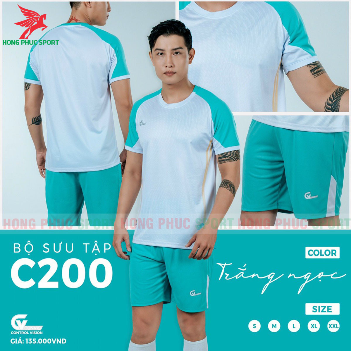 BỘ QUẦN ÁO BÓNG ĐÁ KHÔNG LOGO RIKI C200 TRẮNG NGỌC - THUN LẠNH CAO CẤP