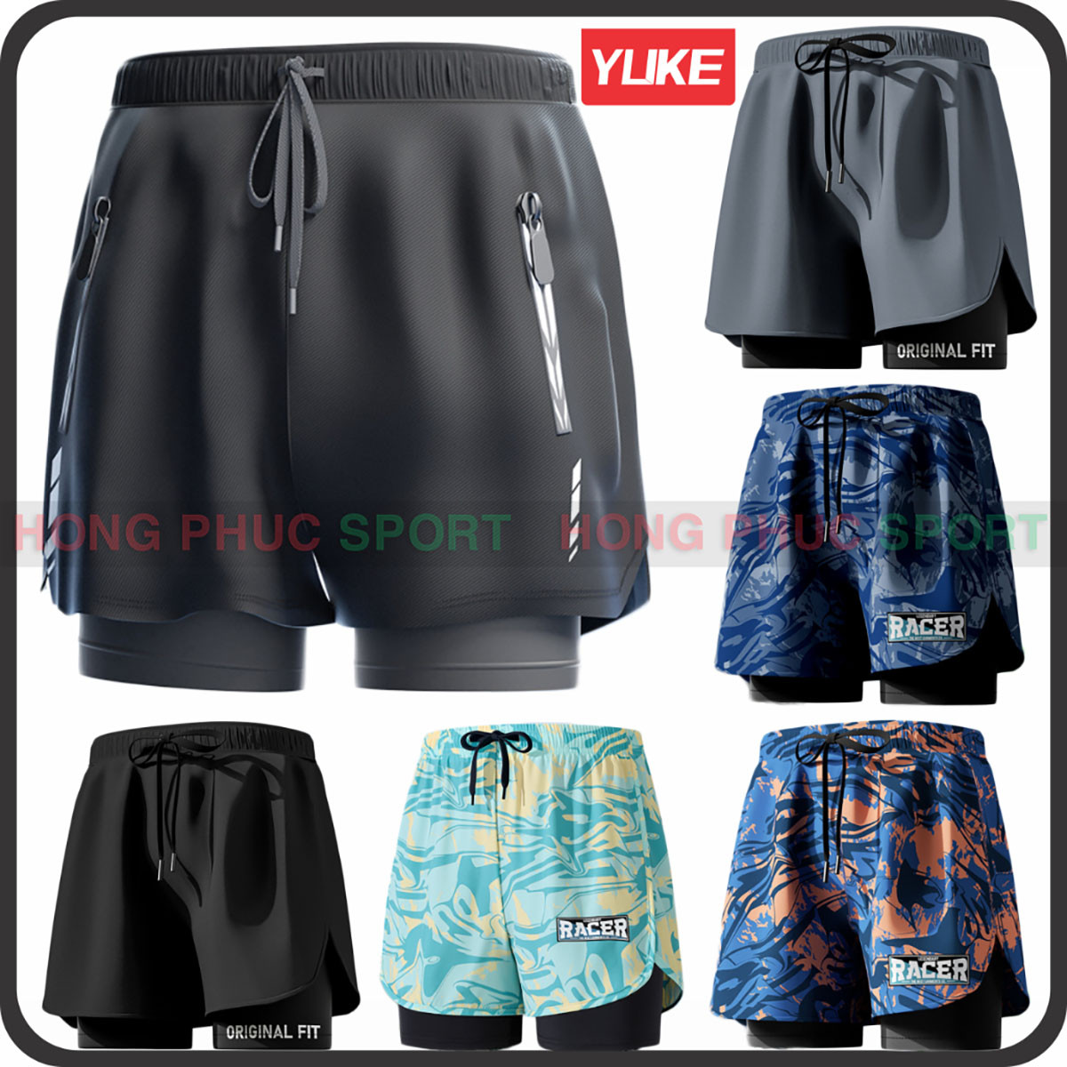 Quần Bơi Nam 2 Lớp YLike Chống Thấm Nước, Quần Đùi Nam Chơi Tennis, Bóng Rổ, Tập Gym, Chạy Bộ