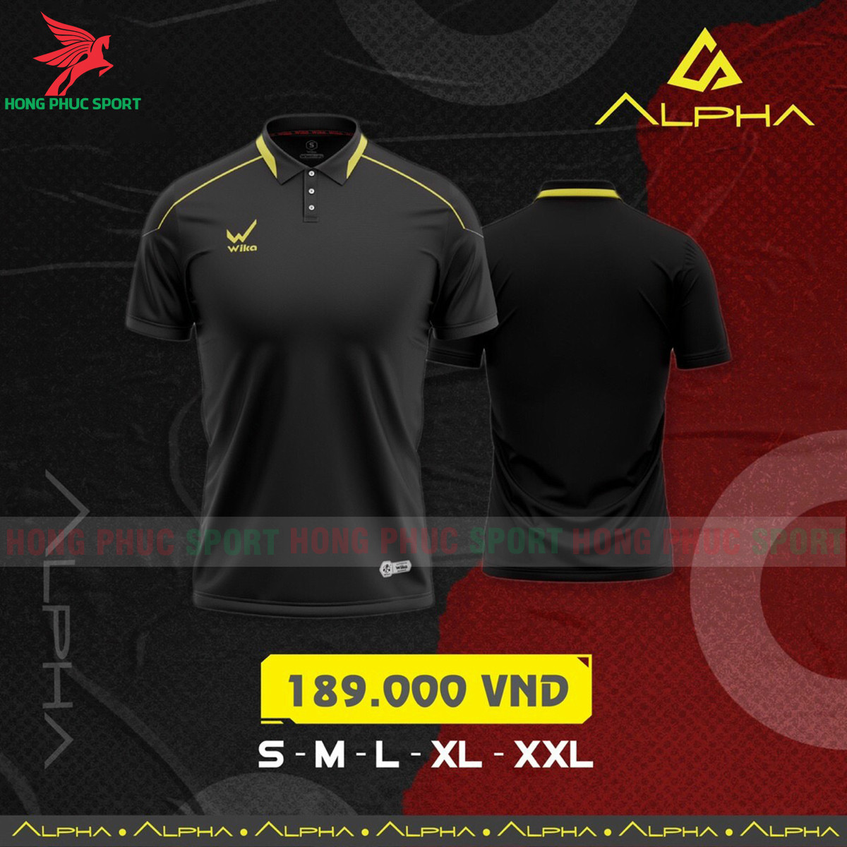 BỘ QUẦN ÁO THỂ THAO WIKA POLO ALPHA ĐEN - VẢI POLYESTER