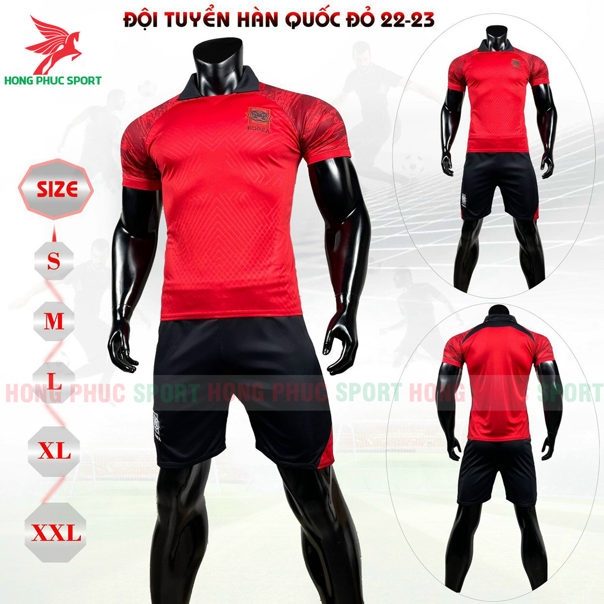 BỘ QUẦN ÁO BÓNG ĐÁ TUYỂN HÀN QUỐC 2022 2023 ĐỎ - THUN LẠNH CAO CẤP