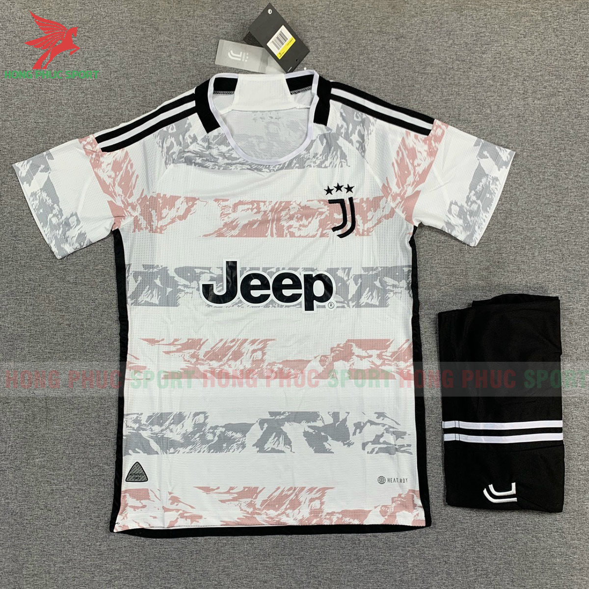 BỘ QUẦN ÁO BÓNG ĐÁ JUVENTUS 2022 2023 TRẮNG KẺ XÁM HỒNG – HÀNG THAILAND