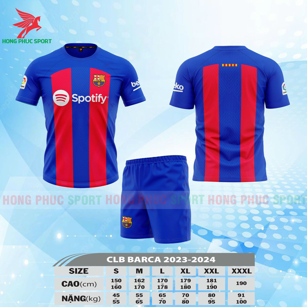 BỘ QUẦN ÁO BÓNG ĐÁ BARCELONA 2023 SỌ XANH ĐỎ – THUN LẠNH CAO CẤP