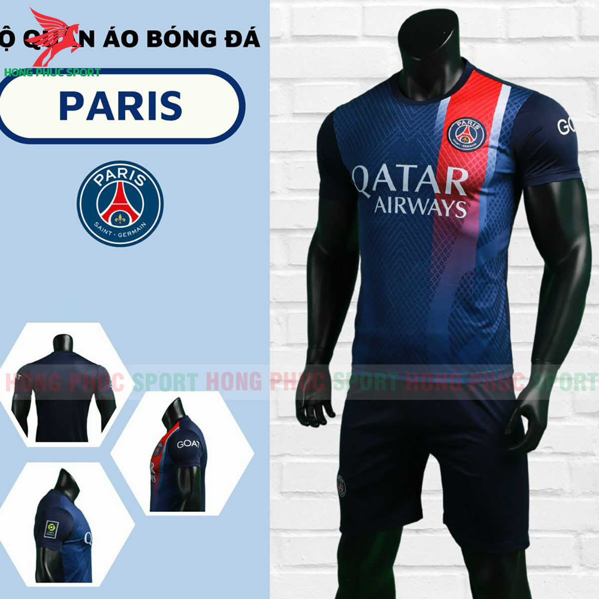 BỘ QUẦN ÁO BÓNG ĐÁ PSG 2023 2024 ĐỎ THAN – THUN LẠNH CAO CẤP
