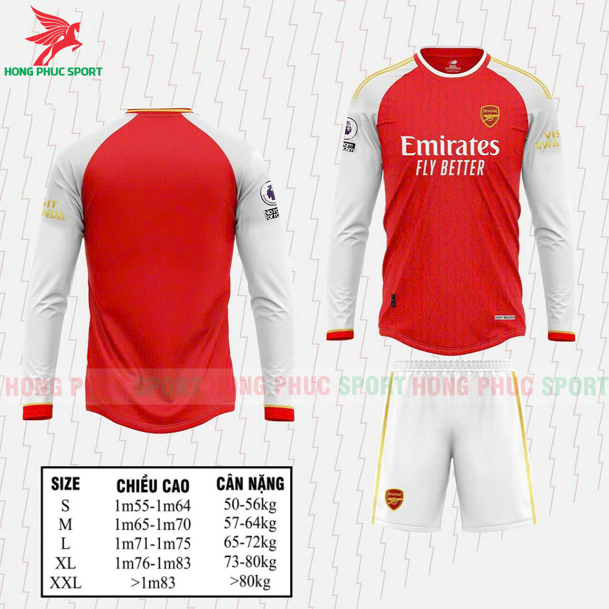 BỘ QUẦN ÁO TAY DÀI ARSENAL 2023/24 SÂN NHÀ - THUN LẠNH CAO CẤP