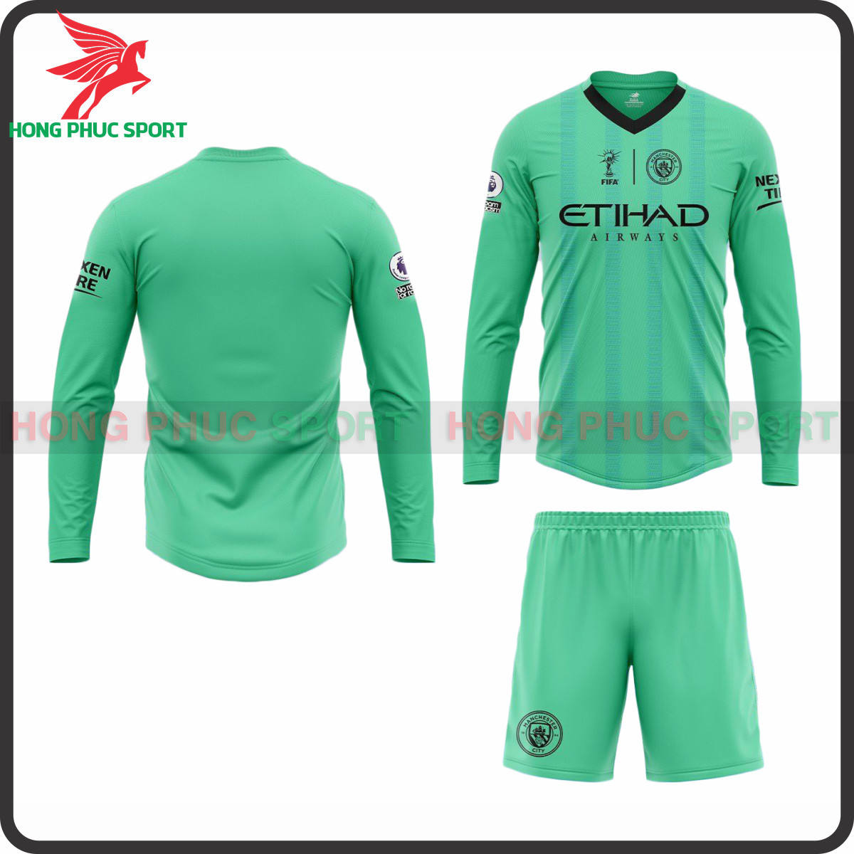 BỘ QUẦN ÁO TAY DÀI MAN CITY 2023 – 2024 XANH LÁ – THUN LẠNH CAO CẤP