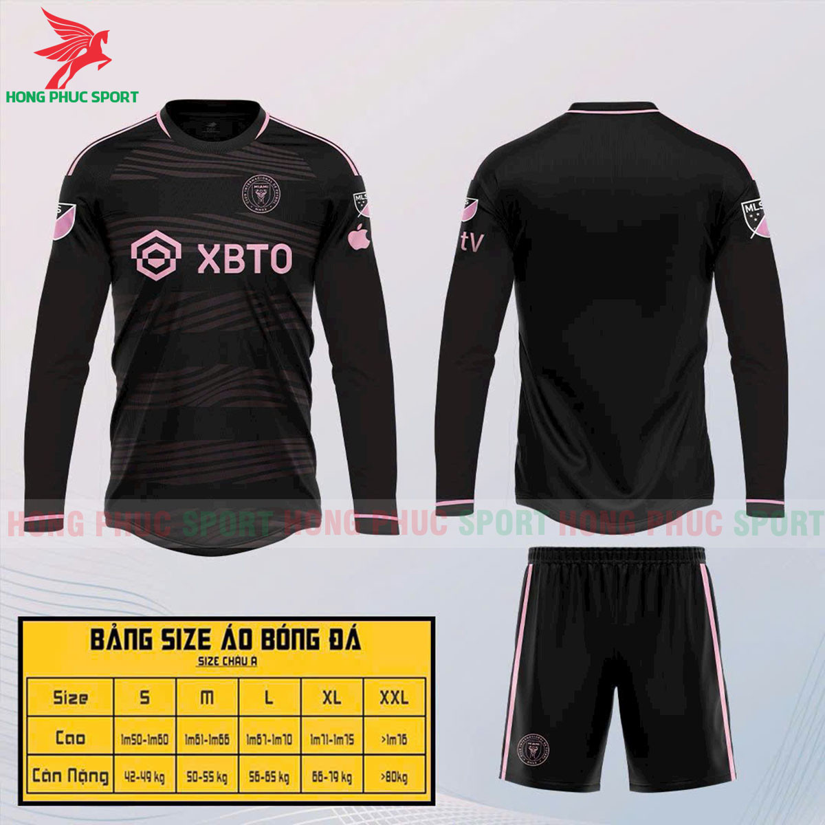 BỘ QUẦN ÁO TAY DÀI INTER MIAMI 2023/24 ĐEN - THUN LẠNH CAO CẤP