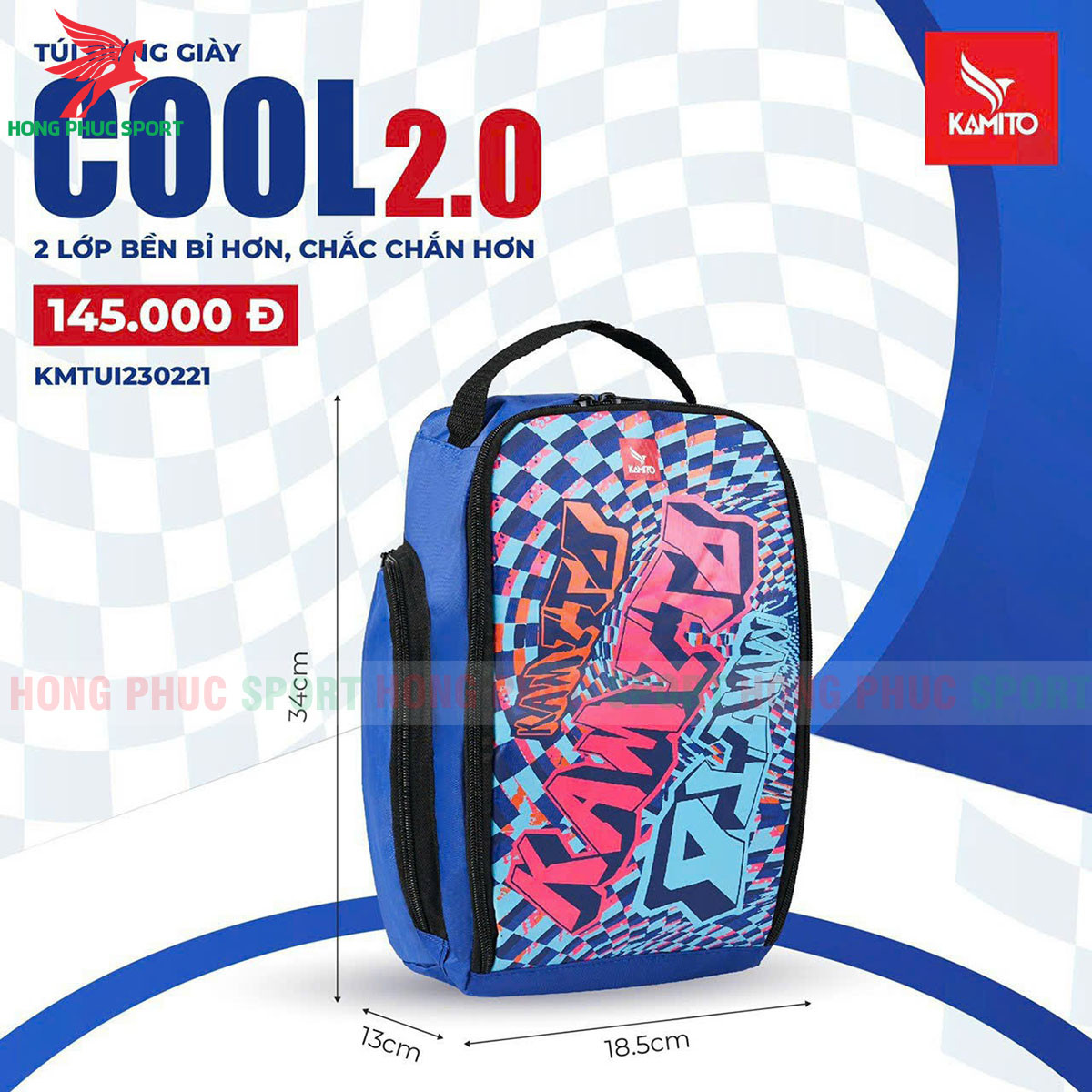 TÚI ĐỰNG GIÀY KAMITO COOL 2.0 XANH DƯƠNG 2023