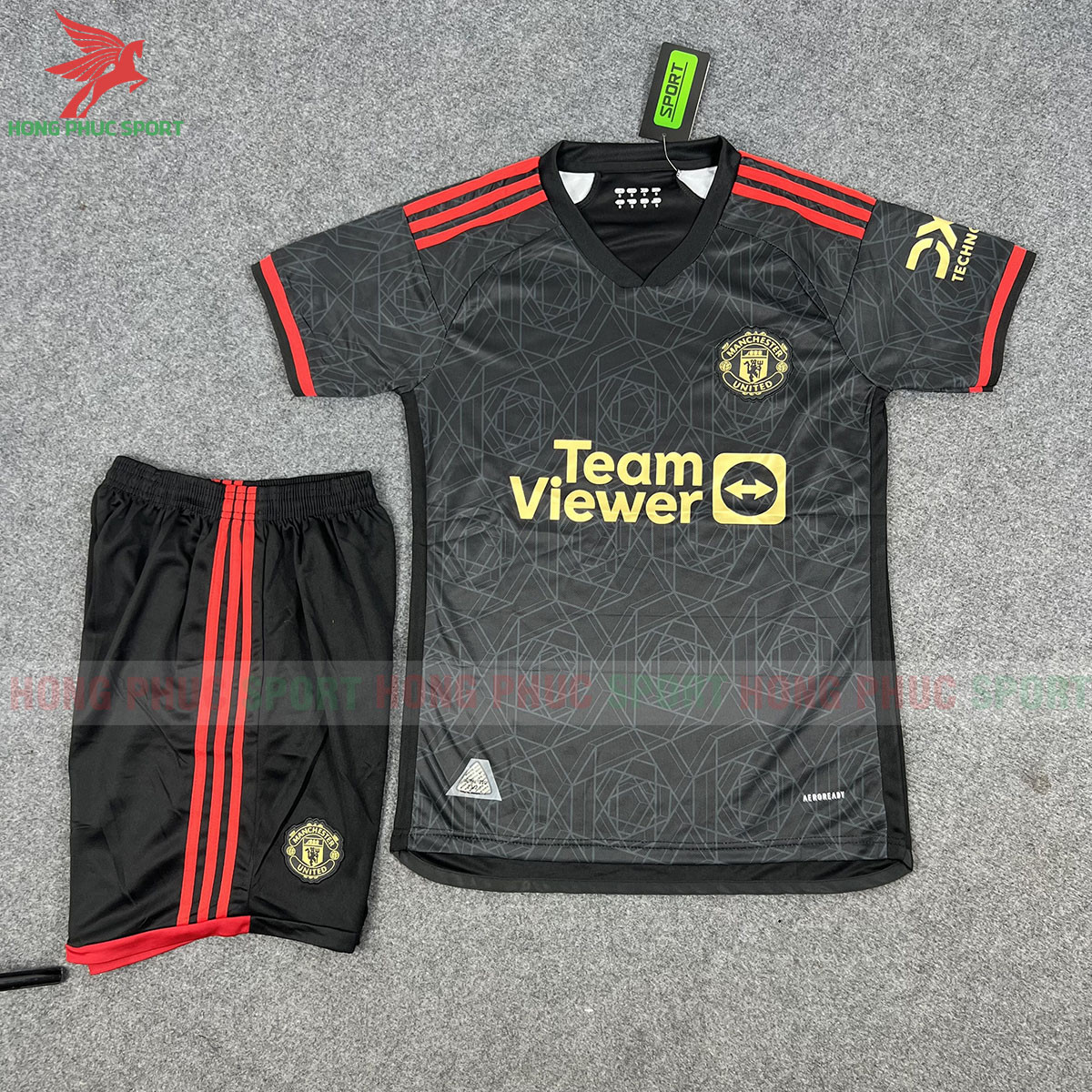 Bộ Quần Áo Bóng Đá Manchester United 2023-2024 Đen Viền Đỏ - HÀNG THAILAND