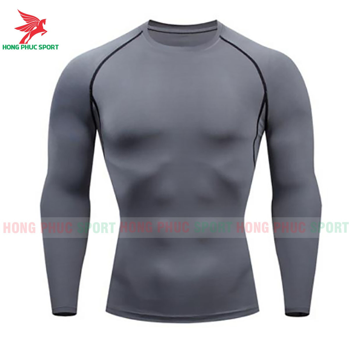 ÁO GIỮ NHIỆT NAM LEGGING PRO COMBAT TAY DÀI XÁM GÂN ĐEN