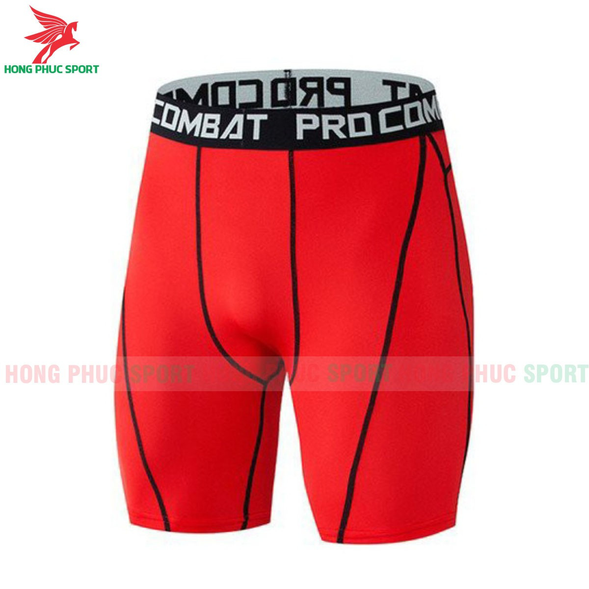 QUẦN GIỮ NHIỆT NAM DÁNG ĐÙI LEGGING COMBAT MÀU ĐỎ GÂN ĐEN