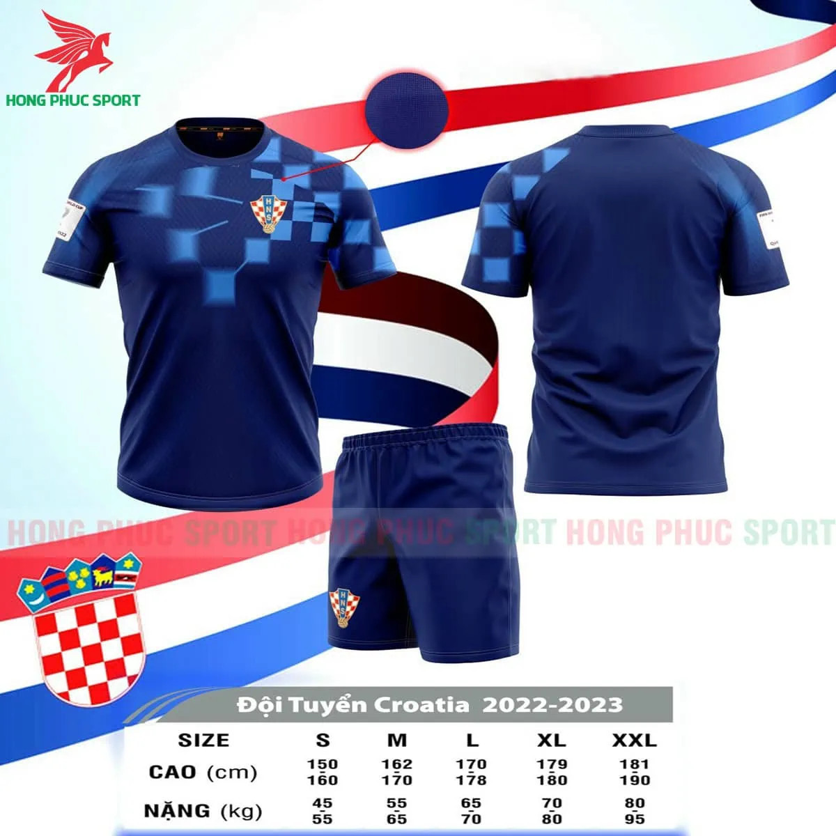 Bộ quần áo tuyển Croatia World Cup 2022 sân khách - Thun lạnh cao cấp
