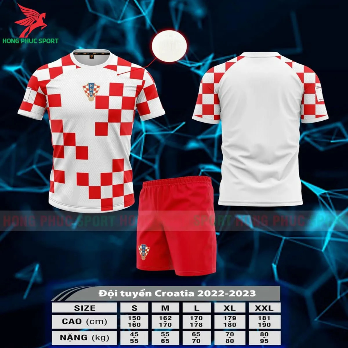 Bộ quần áo tuyển Croatia World Cup 2022 sân nhà - Thun lạnh cao cấp