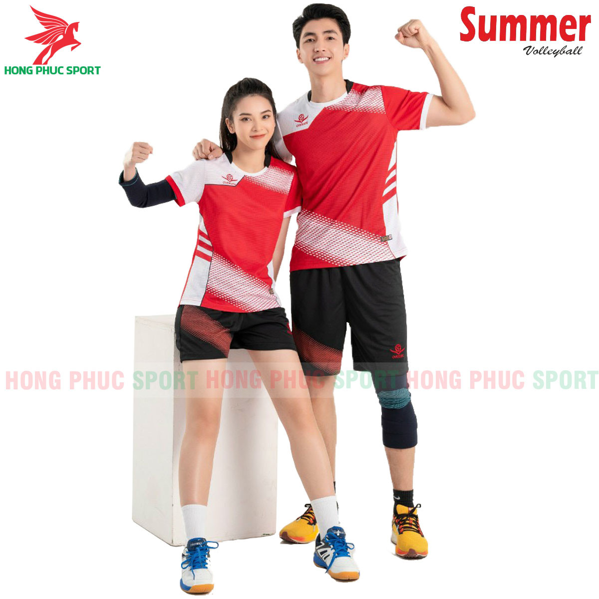 BỘ QUẦN ÁO BÓNG CHUYỀN NAM NỮ OVERATE SUMMER ĐỎ