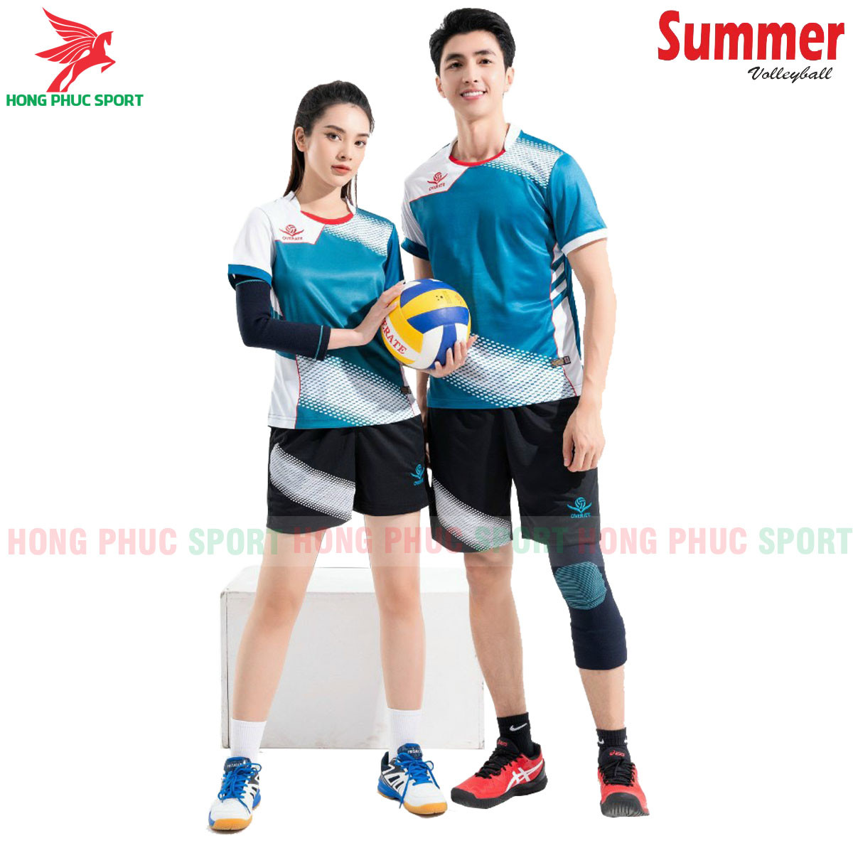 BỘ QUẦN ÁO BÓNG CHUYỀN NAM NỮ OVERATE SUMMER XANH NGỌC