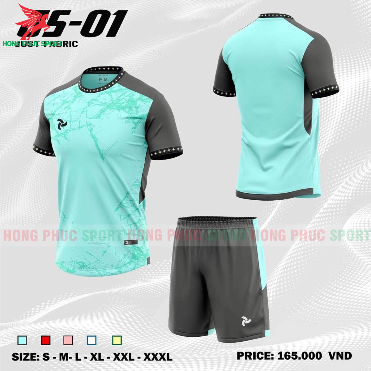 BỘ QUẦN ÁO BÓNG ĐÁ KHÔNG LOGO JUSTPLAY JS-01 MÀU XANH NGỌC