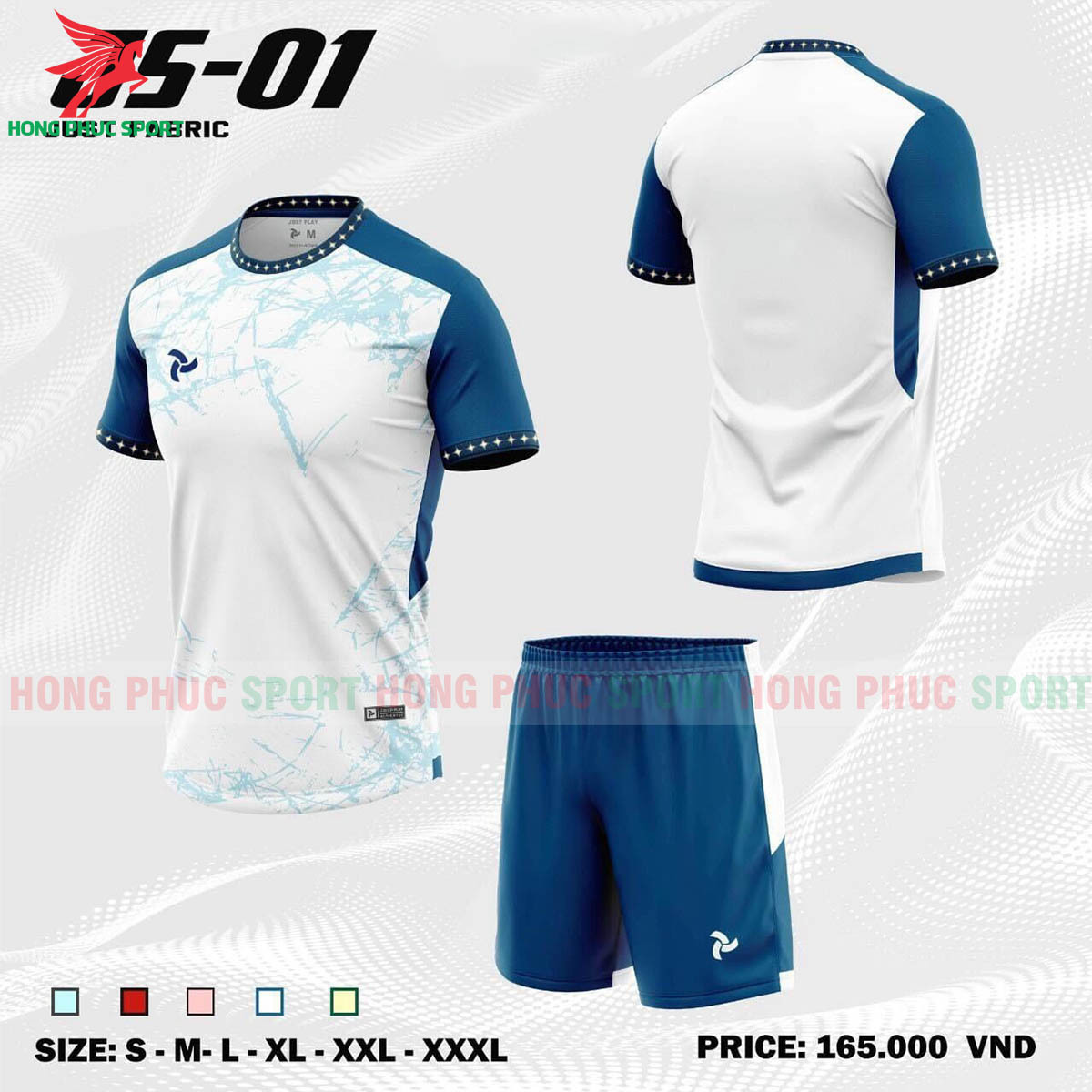 BỘ QUẦN ÁO BÓNG ĐÁ KHÔNG LOGO JUSTPLAY JS-01 MÀU TRẮNG