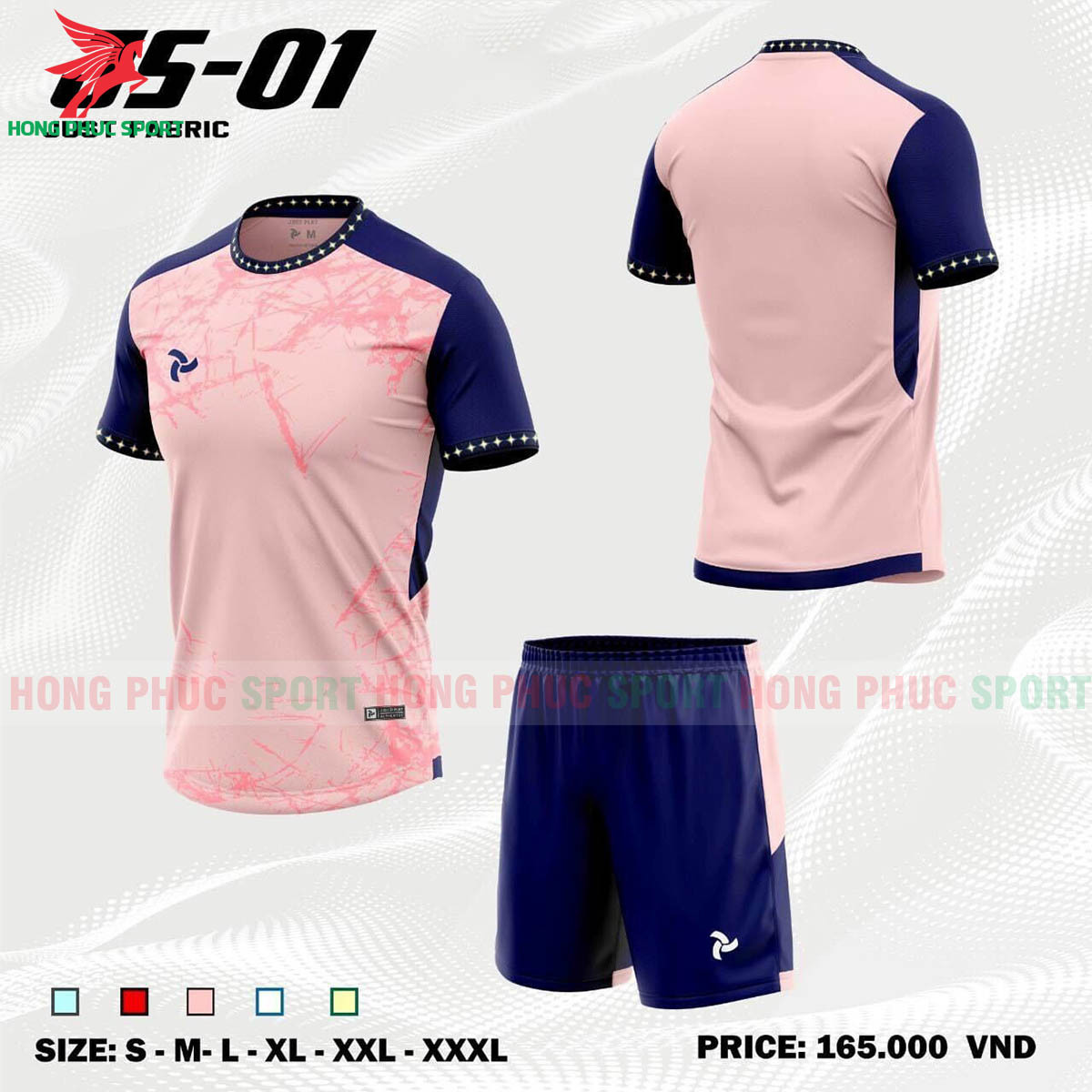 BỘ QUẦN ÁO BÓNG ĐÁ KHÔNG LOGO JUSTPLAY JS-01 MÀU HỒNG