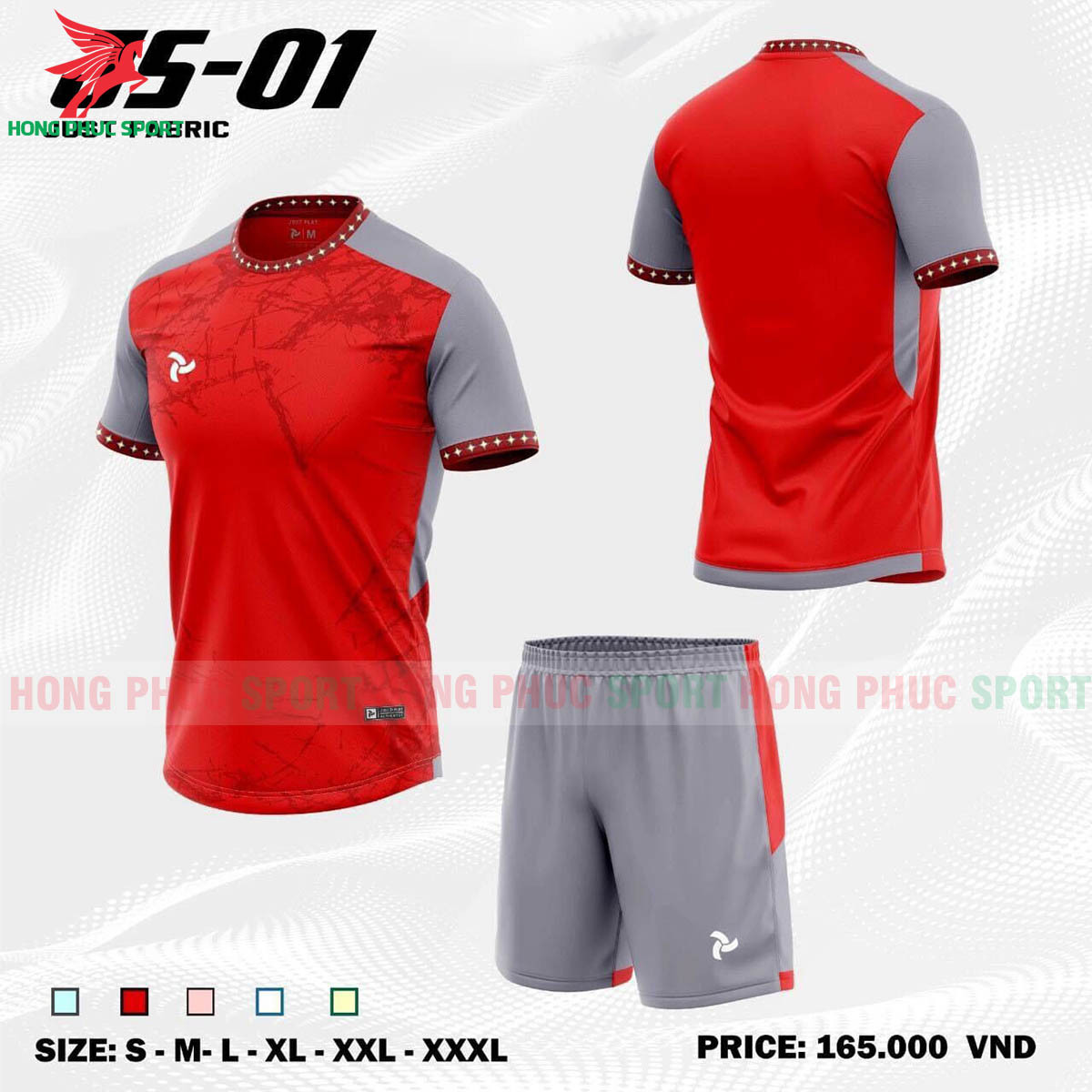 BỘ QUẦN ÁO BÓNG ĐÁ KHÔNG LOGO JUSTPLAY JS-01 MÀU ĐỎ