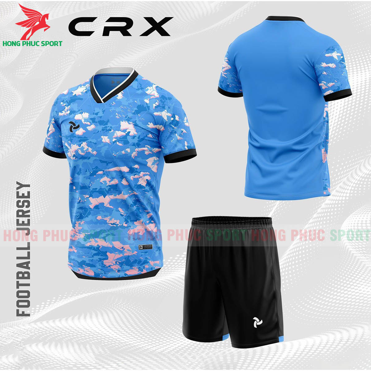 BỘ QUẦN ÁO BÓNG ĐÁ KHÔNG LOGO JUSTPLAY CRX MÀU XANH DA