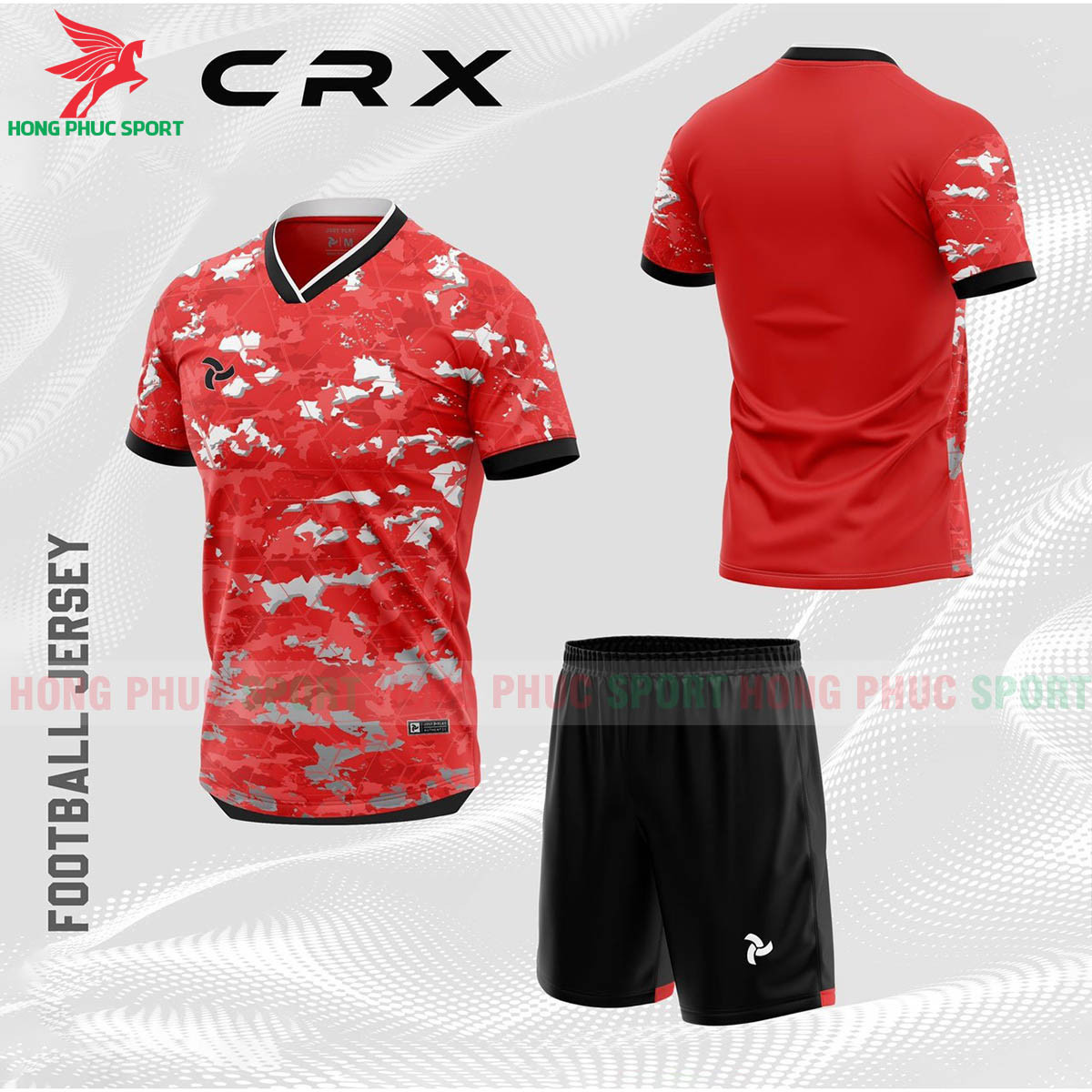 BỘ QUẦN ÁO BÓNG ĐÁ KHÔNG LOGO JUSTPLAY CRX MÀU ĐỎ