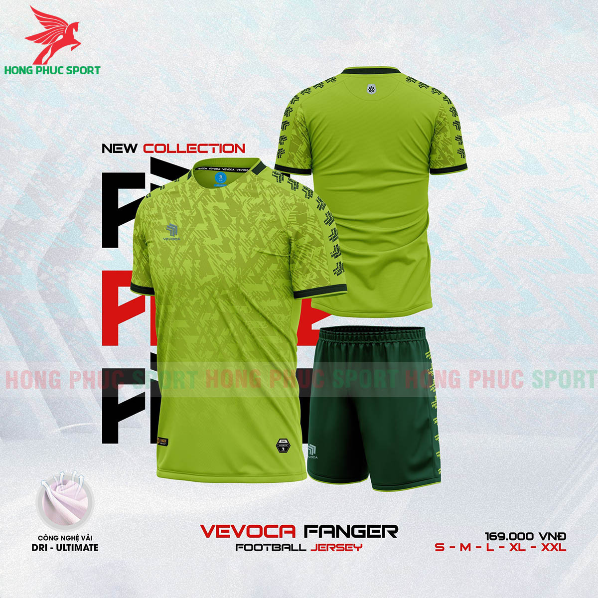BỘ QUẦN ÁO BÓNG ĐÁ KHÔNG LOGO VEVOCA FANGER XANH CỐM