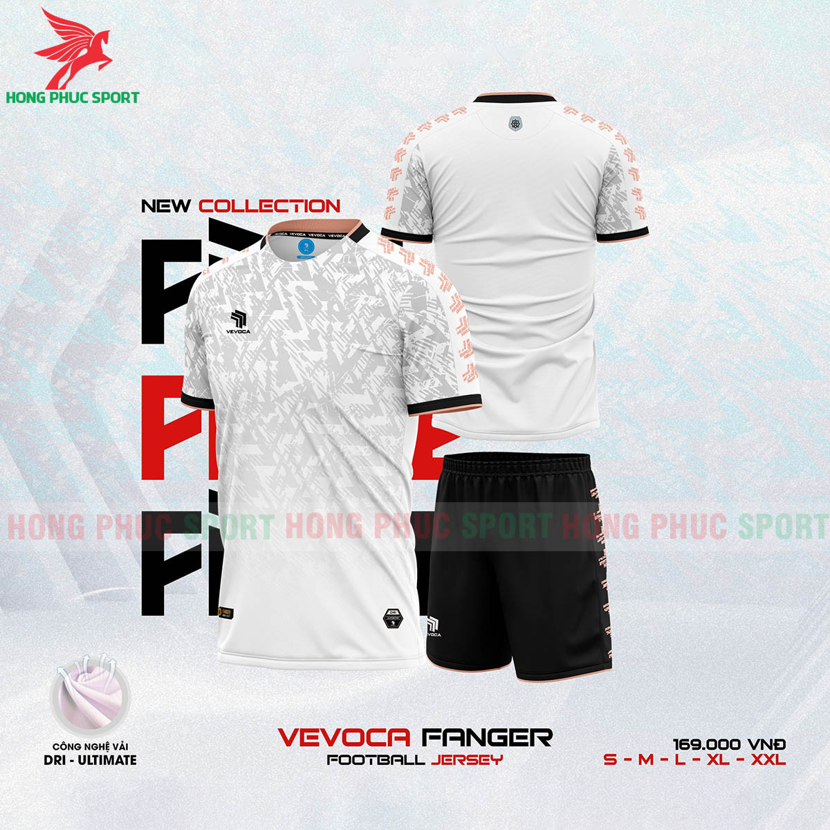 BỘ QUẦN ÁO BÓNG ĐÁ KHÔNG LOGO VEVOCA FANGER TRẮNG