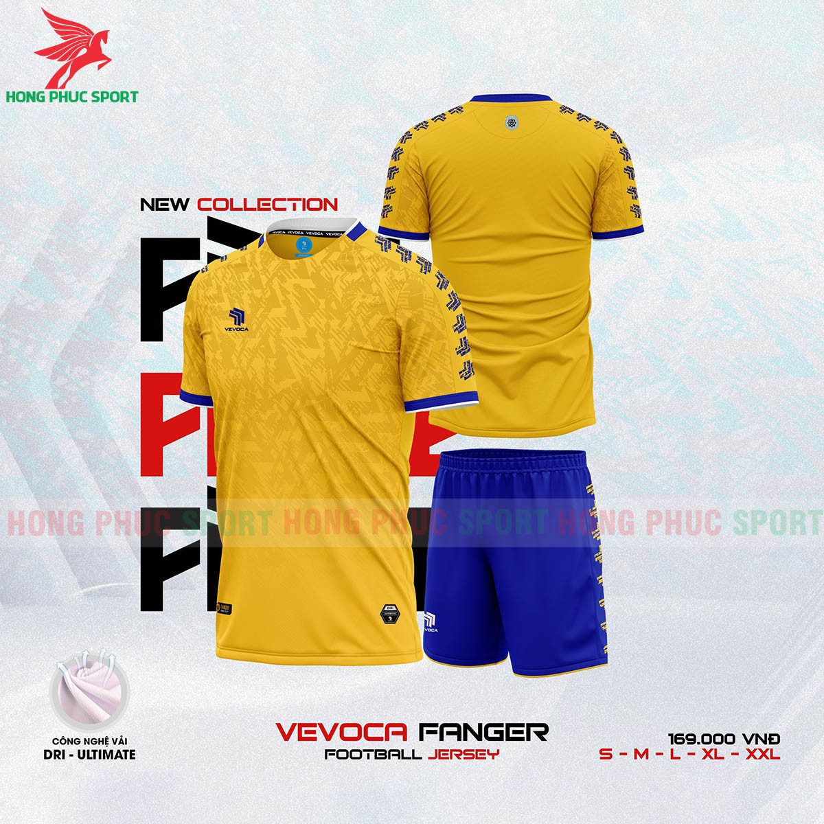 BỘ QUẦN ÁO BÓNG ĐÁ KHÔNG LOGO VEVOCA FANGER VÀNG