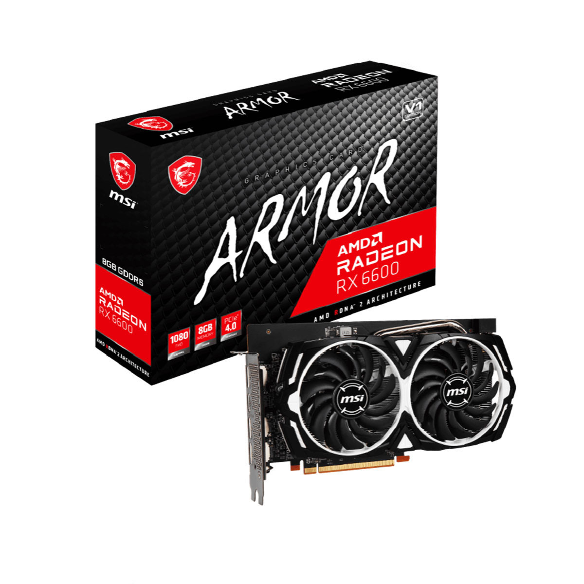 Card màn hình MSI Radeon RX 6600 ARMOR 8G (8GB GDDR6, 128-bit, HDMI+DP, 1x8-pin) - MBC