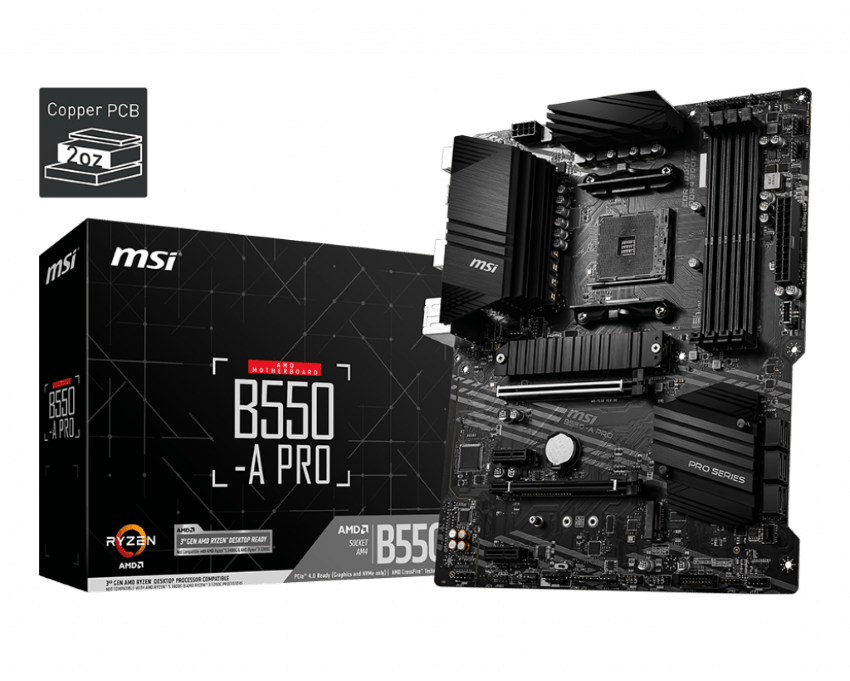 Mainboard MSI B550-A PRO (AMD B550, Socket AM4, ATX, 4 khe RAM DRR4) - MBC