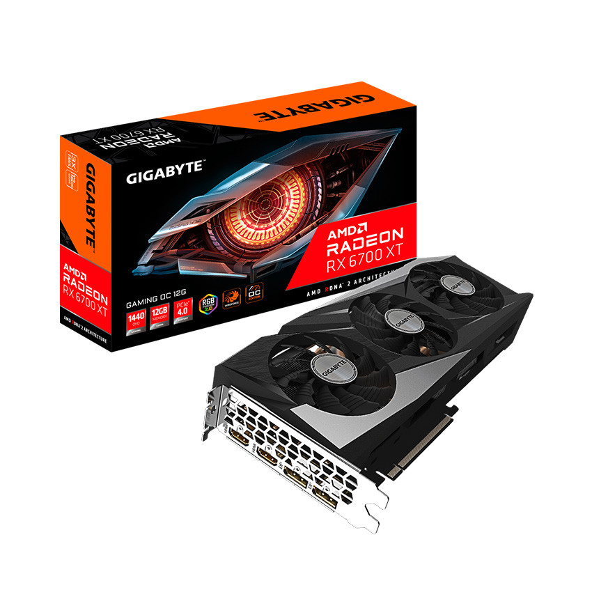 Card màn hình Gigabyte RX 6700 XT GAMING OC-12GD (12GB GDDR6, 192-bit, DVI+HDMI, 1x8-pin, 1x6-pin) - MBC