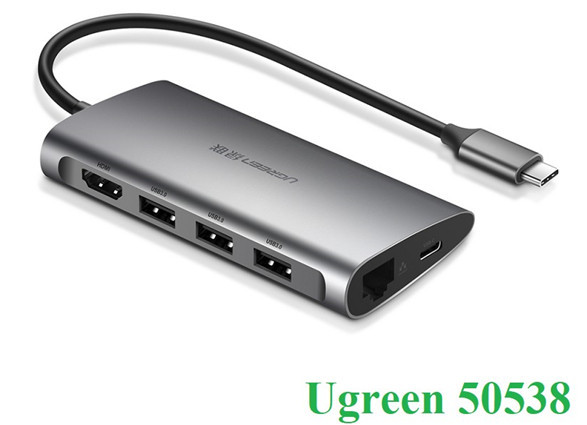 Bộ chuyển đổi USB-C sang 3 USB 3.0+HDMI+RJ45+SD&TF Ugreen 50538 - MBC