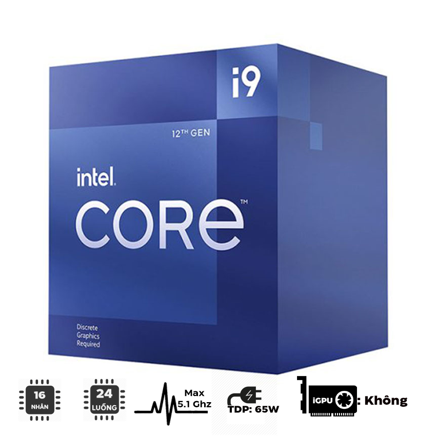 CPU Intel Core i9-12900F (2.4GHz turbo up to 5.1Ghz, 16 nhân 24 luồng, 30MB Cache, 65W) - Socket Intel LGA 1700/Alder Lake)- MBC