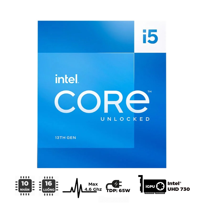 CPU Intel Core i5-13400 (up to 4.6Ghz, 10 nhân 16 luồng, 20MB Cache, 65W) - Socket Intel LGA 1700/Raptor Lake) - MBC