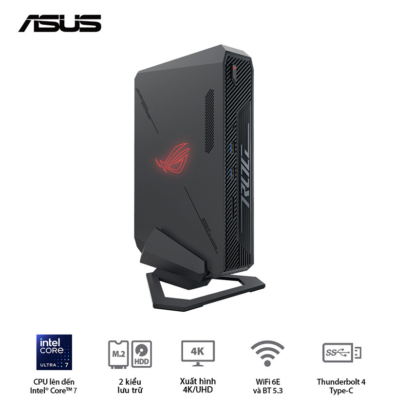 PC Mini Asus ROG NUC 14 RNUC14SRKU7168A1I( Ultra 7 155H, Intel Arc Graphics, Wi-Fi 6E (Gig+) 2×2, Bluetooth 5.3)