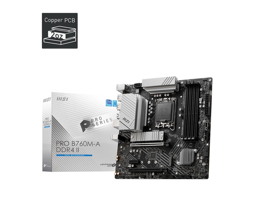 Mainboard MSI Pro B760M-A DDR4 II (4 x DDR4/ 128 GB/ LGA 1700/ Micro ATX)