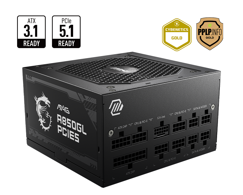 Nguồn máy tính MSI MAG A850GL PCIE 5.0 (850W, 80 Plus Gold, ATX 3.0)